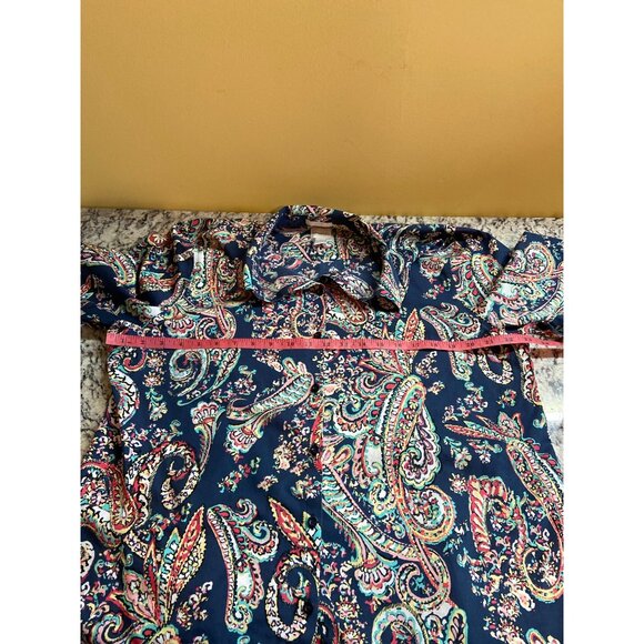 Chicos Womens Shirt Small Multicolor No-Iron Cotton Paisley Button-Up Boho Retro - Picture 10 of 11